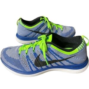 Nike FlyKnit One Sneakers Blue/Green 554887-401 Running Shoes Size 10.5